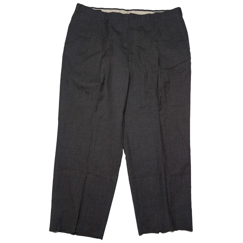 Lot of 2 Vintage HART SCHAFFNER & MARX 100% Wool Dress Pants Brown Gray 38 x 27